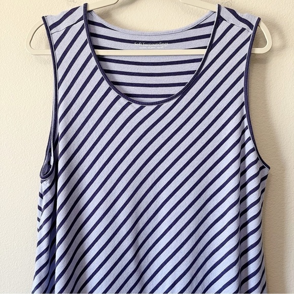 Soft Surroundings Sarina Striped Asymmetrical Midi Dress Periwinkle Pima Cotton - Picture 3 of 9